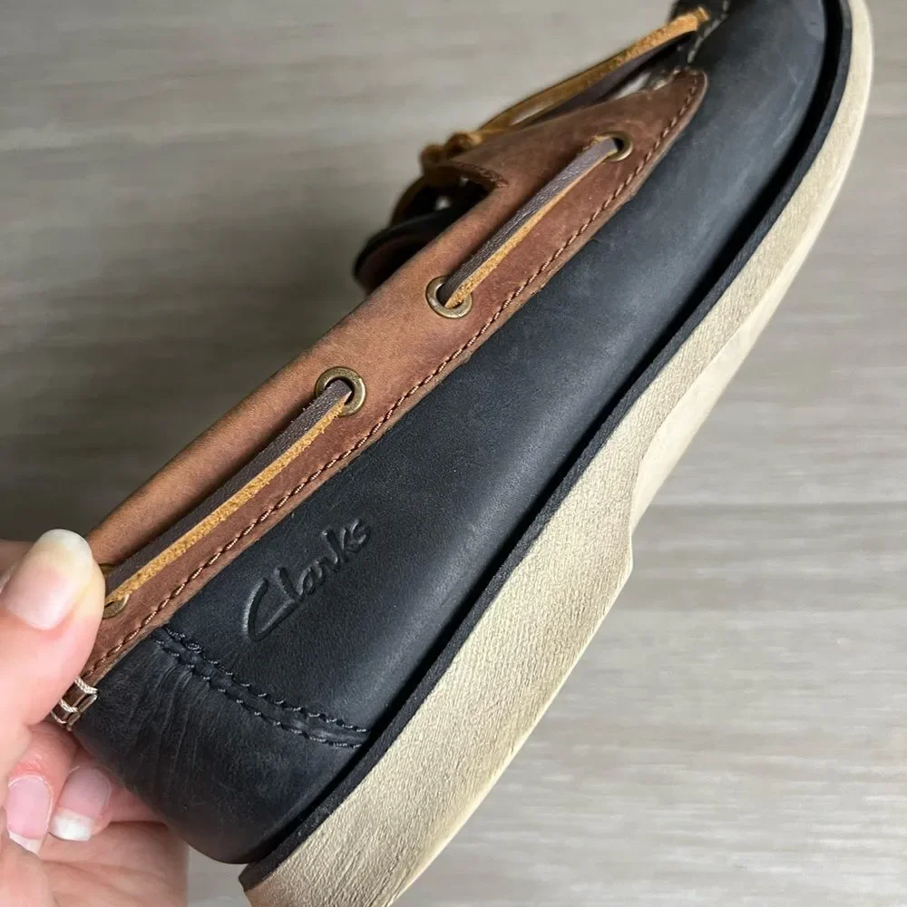 Clarks Port View Navy Combi Leather Men's Size 9